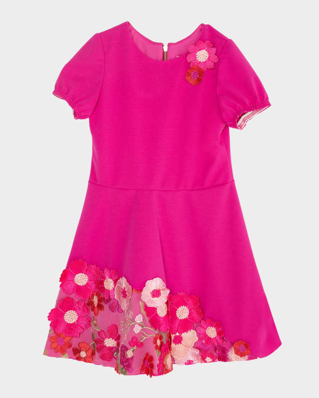 Girl's Reese Floral Embroidered Dress, Size 7-